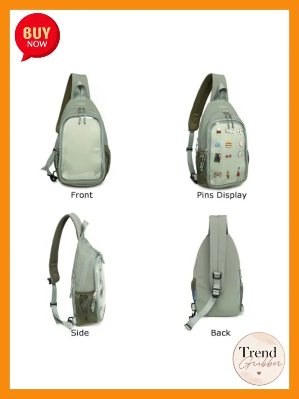 Kawaii Oxford Ita Bag Display Backpack Pin Chest Pack Hiking Daypack